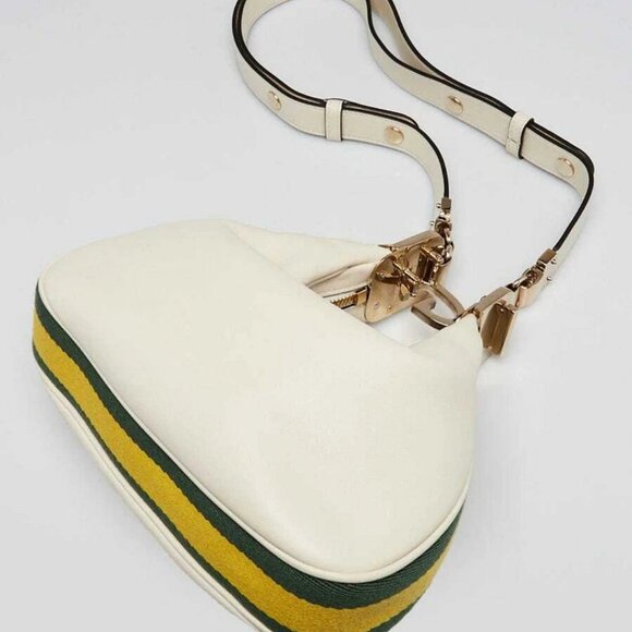 Gucci White Leather Vintage Web Small Attache Crossbody Bag - Picture 3 of 12